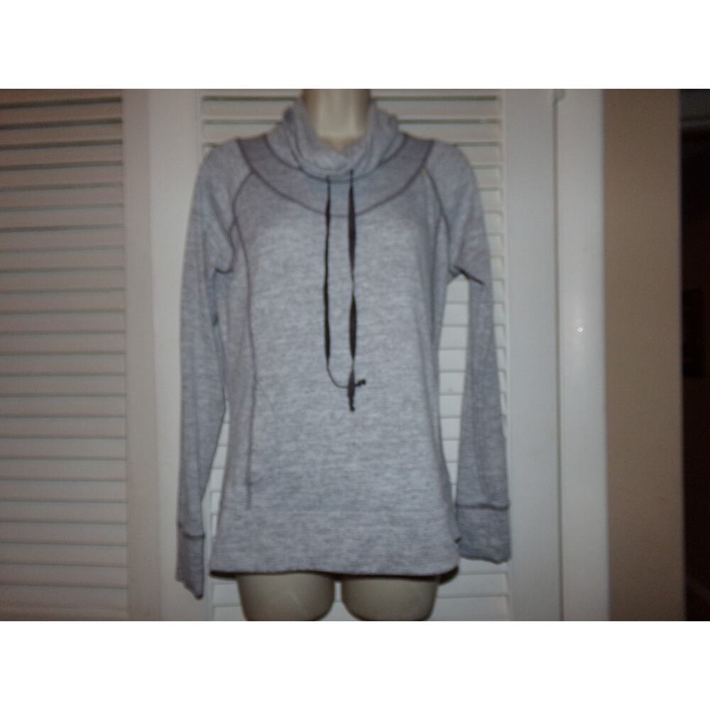 Kuhl gray cowl neck sweatshirt S Kangaroo pocket thumb‎ holes